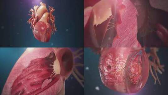 医学3D人体心脏解剖动脉血液血管高清在线视频素材下载