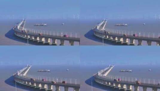 航拍上海 洋山深水港  上海东海大桥高清在线视频素材下载