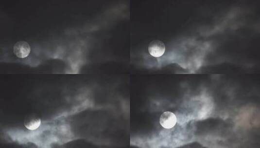 夜空中的圆月、满月高清在线视频素材下载