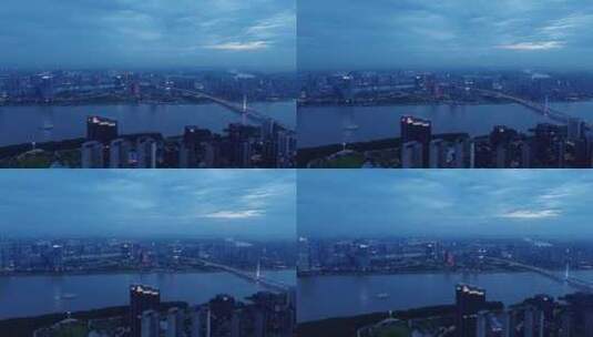 广州南沙灵山岛夜景航拍高清在线视频素材下载