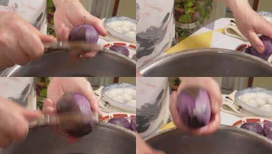 处理黑土豆紫土豆高清在线视频素材下载