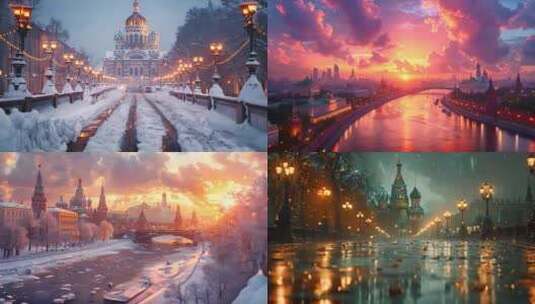 俄罗斯莫斯科城市风景风光ai素材原创高清在线视频素材下载