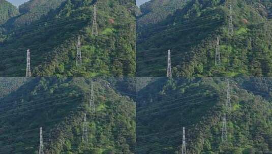 航拍大山 特高压输电线路 电网高清在线视频素材下载