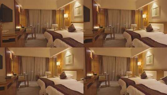 酒店双人卧室室内场景高清在线视频素材下载