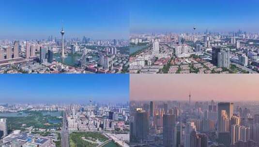 天津广播电视塔航拍高清在线视频素材下载