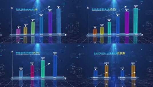 20企业科技数据三维柱状图表动态展示AE模板高清AE视频素材下载