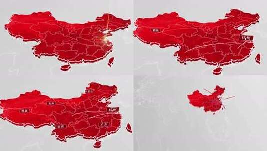 简洁红色中国地图包装展示高清AE视频素材下载