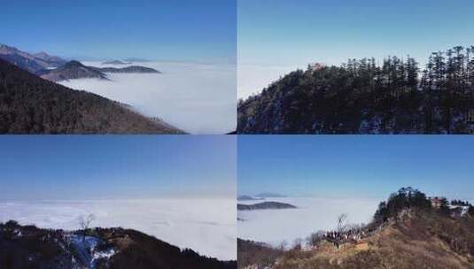 西岭雪山 雪景 大雪覆盖的自然风光 航拍高清在线视频素材下载