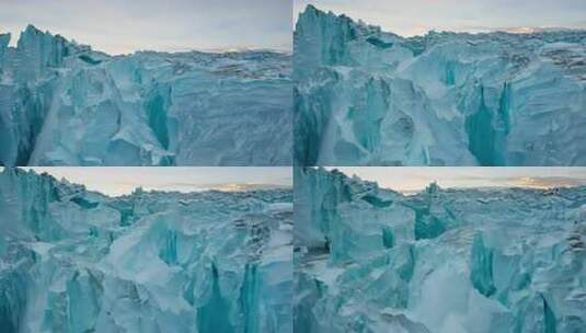 冰川壮丽景象，冰峰林立的冰雪世界高清在线视频素材下载