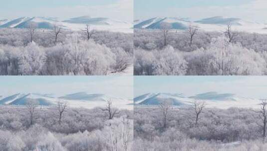 4K冬季呼伦贝尔雪原河流雾凇梦幻航拍9高清在线视频素材下载