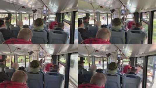人们乘坐公共汽车高清在线视频素材下载