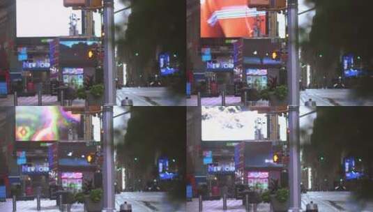 城市傍晚街道屏幕上的广告高清在线视频素材下载