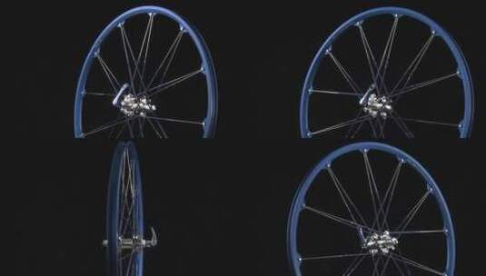 蓝色的自行车轮圈高清在线视频素材下载