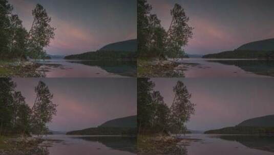 湖面上粉色的日落高清在线视频素材下载