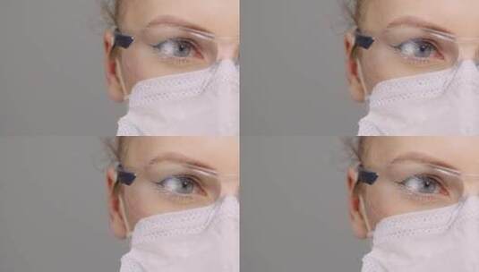 外科医生与保护面罩极端特写高清在线视频素材下载