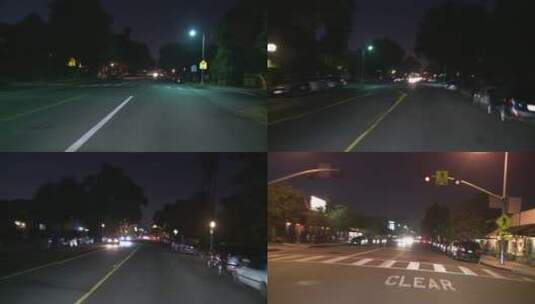 夜晚街道上行驶的汽车高清在线视频素材下载