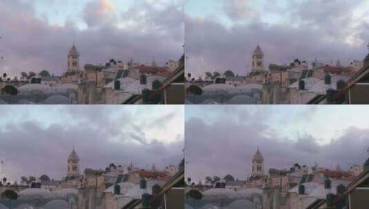 耶路撒冷老城天际线景观延时高清在线视频素材下载