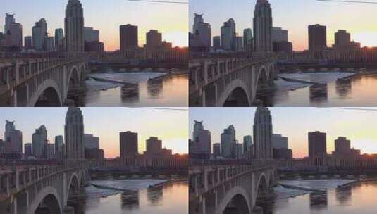 明尼阿波利斯市中心日落的照片高清在线视频素材下载