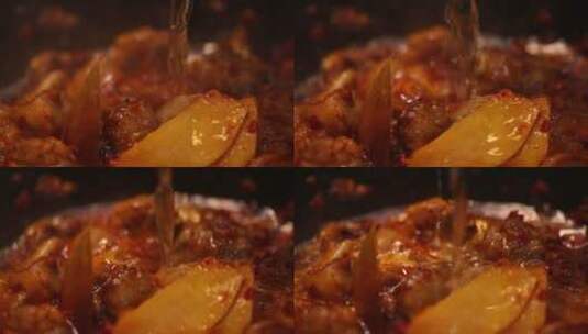 红烧鸡肉炖干锅鸭土匪鸭高清在线视频素材下载
