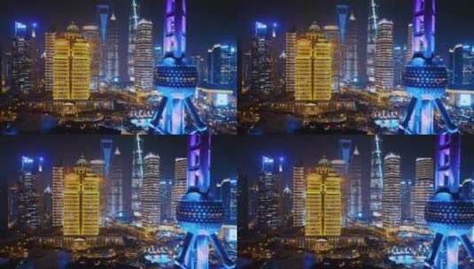 繁华上海夜景高清在线视频素材下载