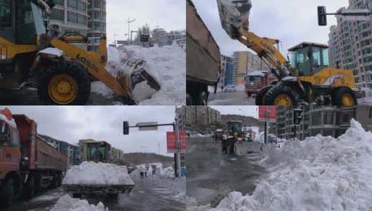 暴雪后扫雪高清在线视频素材下载