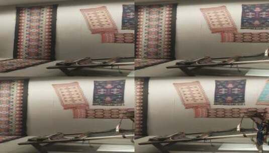 土家族西兰卡普织布机与布匹高清在线视频素材下载
