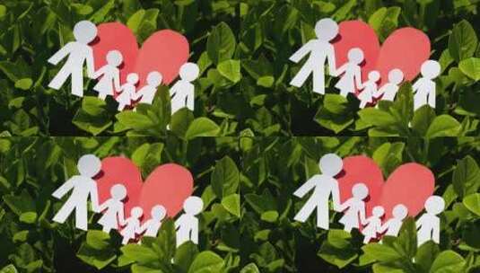 绿叶丛中情侣家庭纸人爱情亲情高清在线视频素材下载