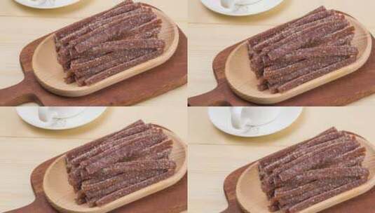 山楂糕制品果丹皮美食4k视频高清在线视频素材下载