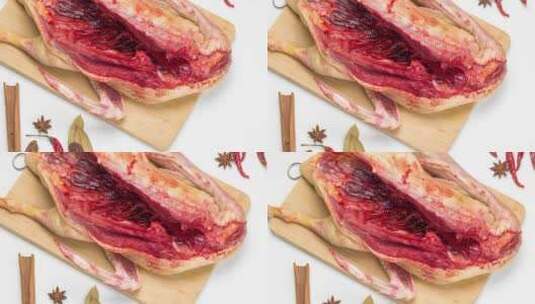 新鲜宰杀的鸭子生鲜肉品4k视频高清在线视频素材下载