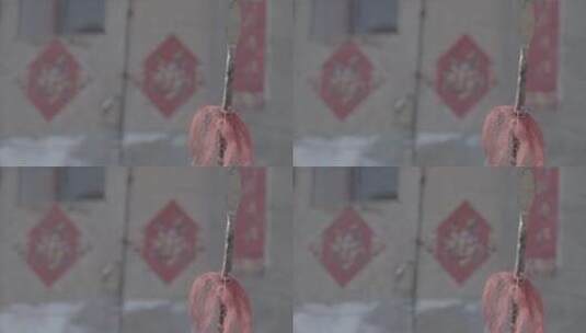 东北春节大门上刚刚贴好的福字LOG高清在线视频素材下载