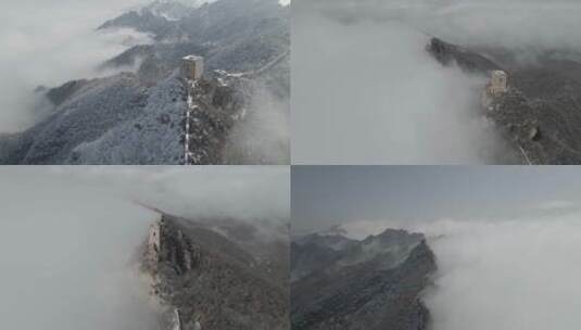 长城冬季雪景云海震撼场景长城高清素材合集高清在线视频素材下载