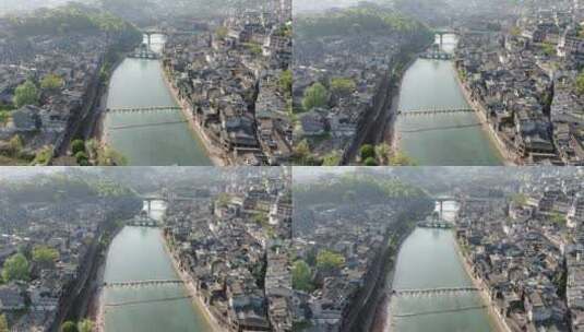 湖南湘西凤凰古城著名旅游景点航拍高清在线视频素材下载