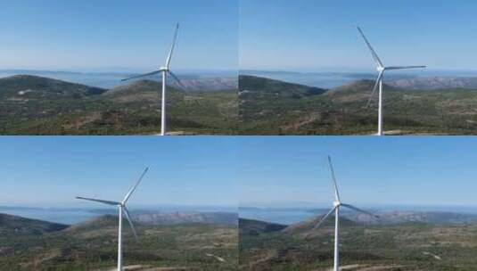 风车发电站。亚得里亚海风电场全景高清在线视频素材下载