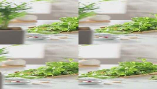 健康绿色蔬菜豌豆苗高清在线视频素材下载