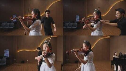 少年儿童拉小提琴音乐会高清在线视频素材下载