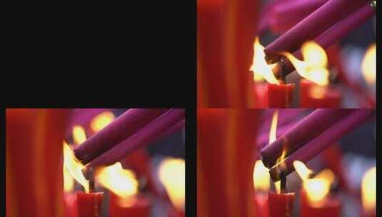 旅游景区 都江堰二王庙  蜡烛点香 右侧高清在线视频素材下载