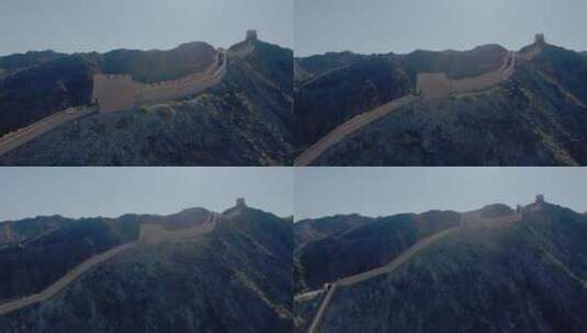 黑山上的悬壁长城高清在线视频素材下载