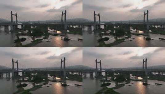 洛阳洛河桥梁锦龙大桥航拍高清在线视频素材下载
