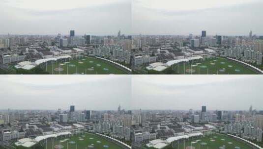 上海杨浦区黄兴全民体育公园4K航拍高清在线视频素材下载
