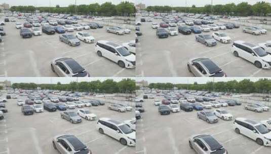 电动车停车场 非机动车停车4K航拍高清在线视频素材下载
