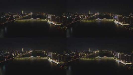 星城长沙城市夜景灯光航拍高清在线视频素材下载