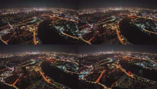 徐汇区黄浦江夜景环绕航拍高清在线视频素材下载