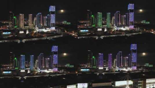 义乌金融商务区夜景4K航拍高清在线视频素材下载