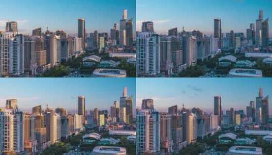 珠江新城摩天大楼城市建筑风光日转夜延时高清在线视频素材下载