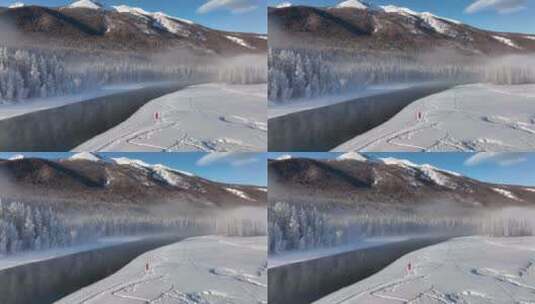 新疆旅游地-喀纳斯、禾木（冬季雪景晨雾）高清在线视频素材下载