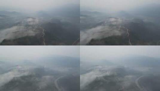 山城云海仙境自然美景航拍视频高清在线视频素材下载