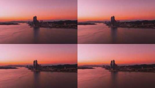 航拍厦门世贸海峡大厦双子塔4K延时高清在线视频素材下载