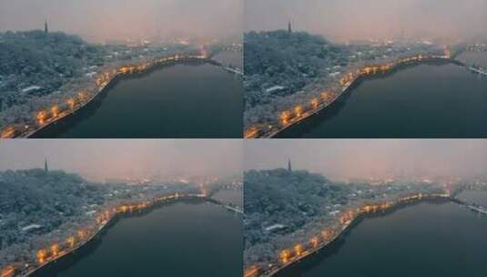 杭州西湖北山街雪景高清在线视频素材下载