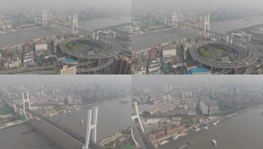 上海南浦大桥航拍 原素材未调色高清在线视频素材下载