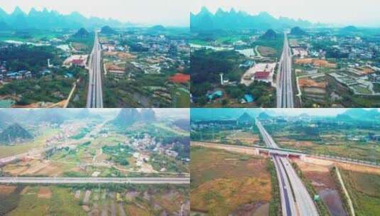 桂林绕城高速航拍多镜头高清在线视频素材下载